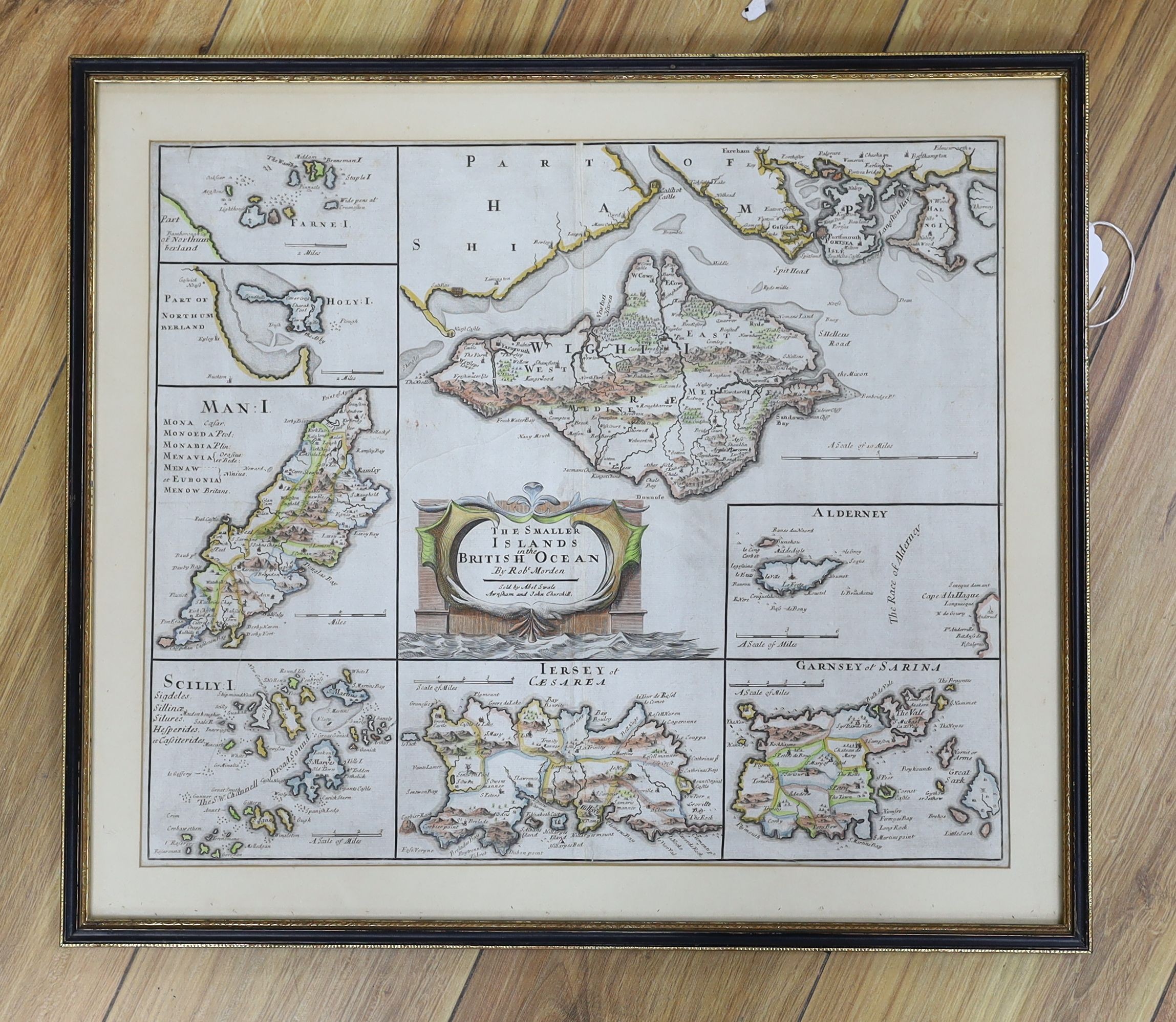 Robert Morden, coloured engraving, Map of The Smaller Islands in The British Ocean, 36 x 43cm